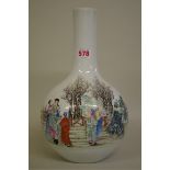 A Chinese famille rose bottle vase,Â QinglongÂ seal mark, painted with a lady and attendants in a