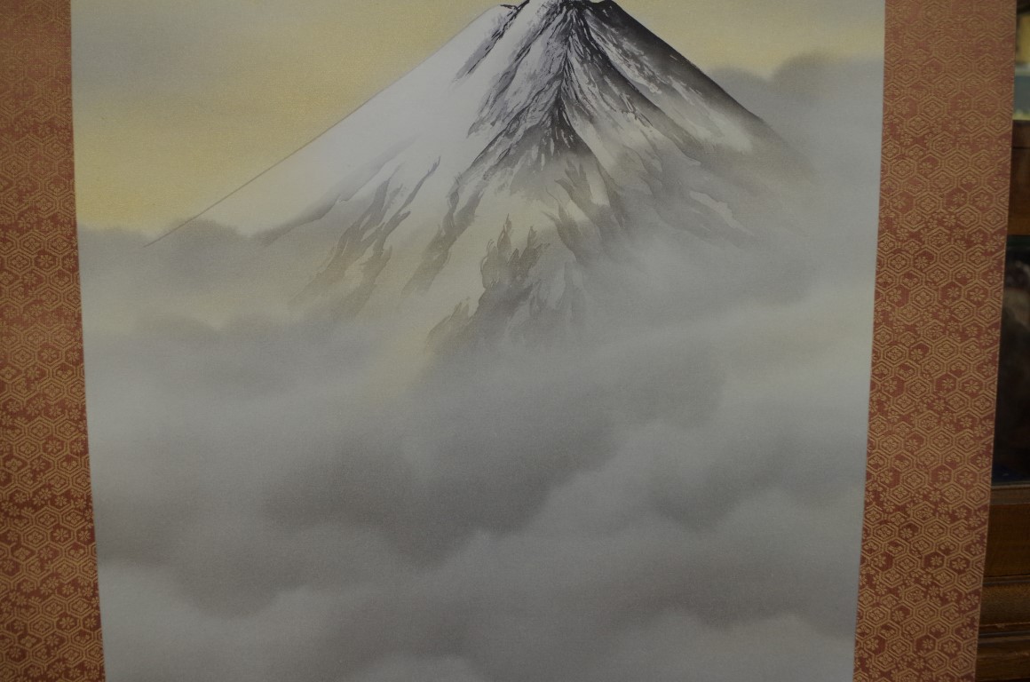 Japanese School, 'Mount Fuji', red seal mark, watercolour, image 102 x 39.5cm; together with another - Image 14 of 18