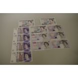 Twelve 20th century UK £20 notes, comprising: John Page; David Somerset; Malcolm Gill (2); Graham