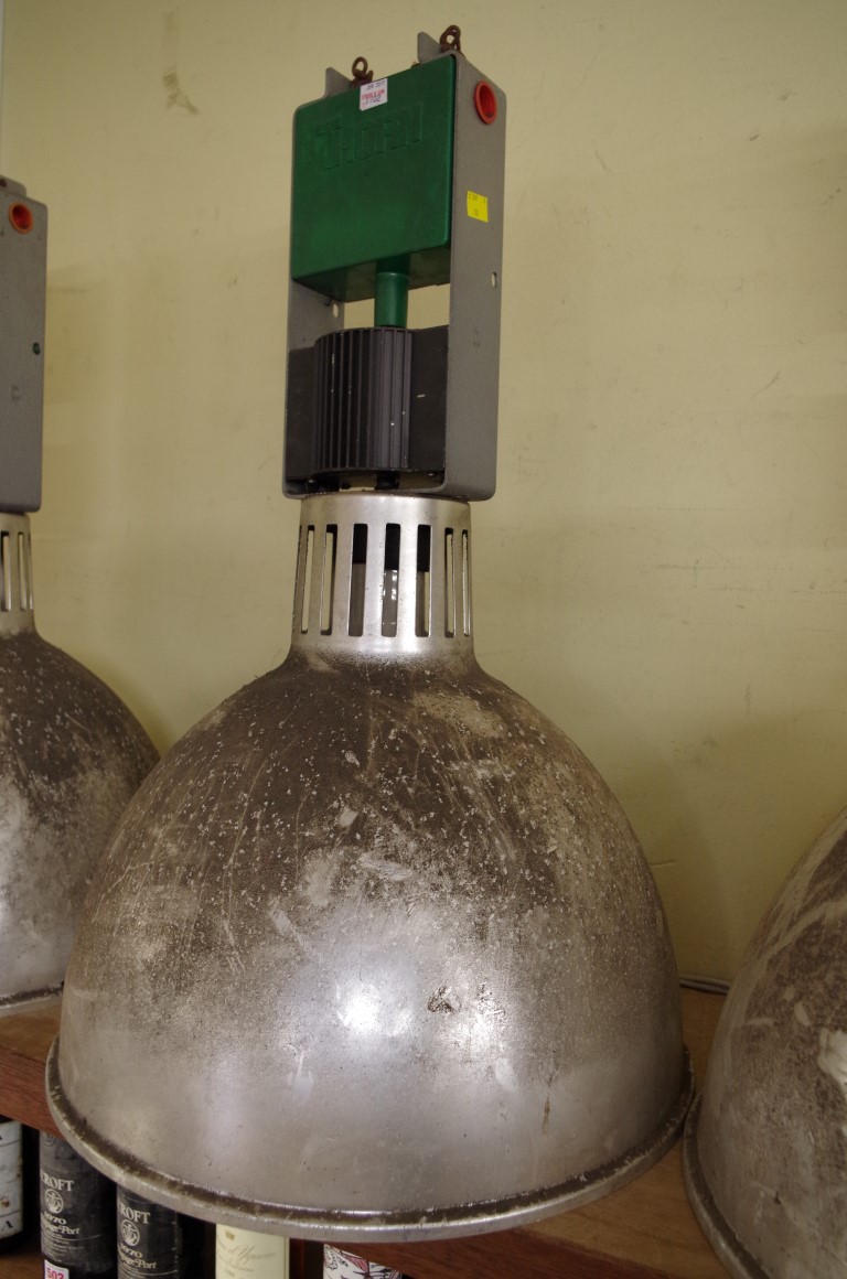 Three vintage Thorn 250 watt MBF industrial ceiling lamps, 48cm diameter. - Image 2 of 3