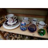 A collection of commemorative ceramics and glass, to include examples by Royal Crown Derby.