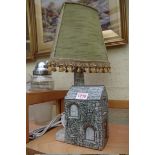 A Troika pottery novelty table lamp, by Alison Brigden, height excluding fitting 22cm.