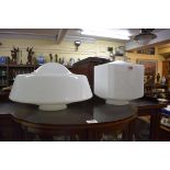 Two opaline glass lamp shades, largest 21.5cm high.