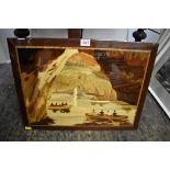 Three Sorrento marquetry panels, largest 39.5 x 51cm.