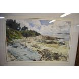 Fred W Wright, a shoreline, signed and dated '79, watercolour, 33.5 x 51cm.