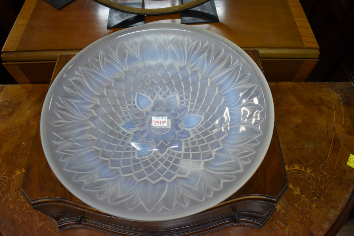 A French opalescent glass bowl, 30cm diameter; together with another Edinburgh Crystal example, 21cm - Image 3 of 5