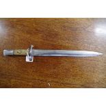 An 1888 pattern British military bayonet, stamped W D 11.97.