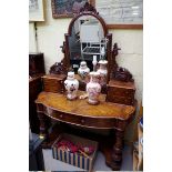 A Victorian burr walnut duchess dressing table, 126cm wide.