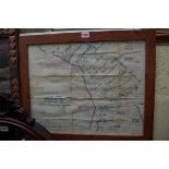 A World War I trench map, inscribed 'Fifth Army Situation Map, 5pm, 20 August 1917', framed.