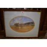 John Seerey-Lester, an Edwardian beach scene, signed, chalks, 25.5 x 38cm oval.