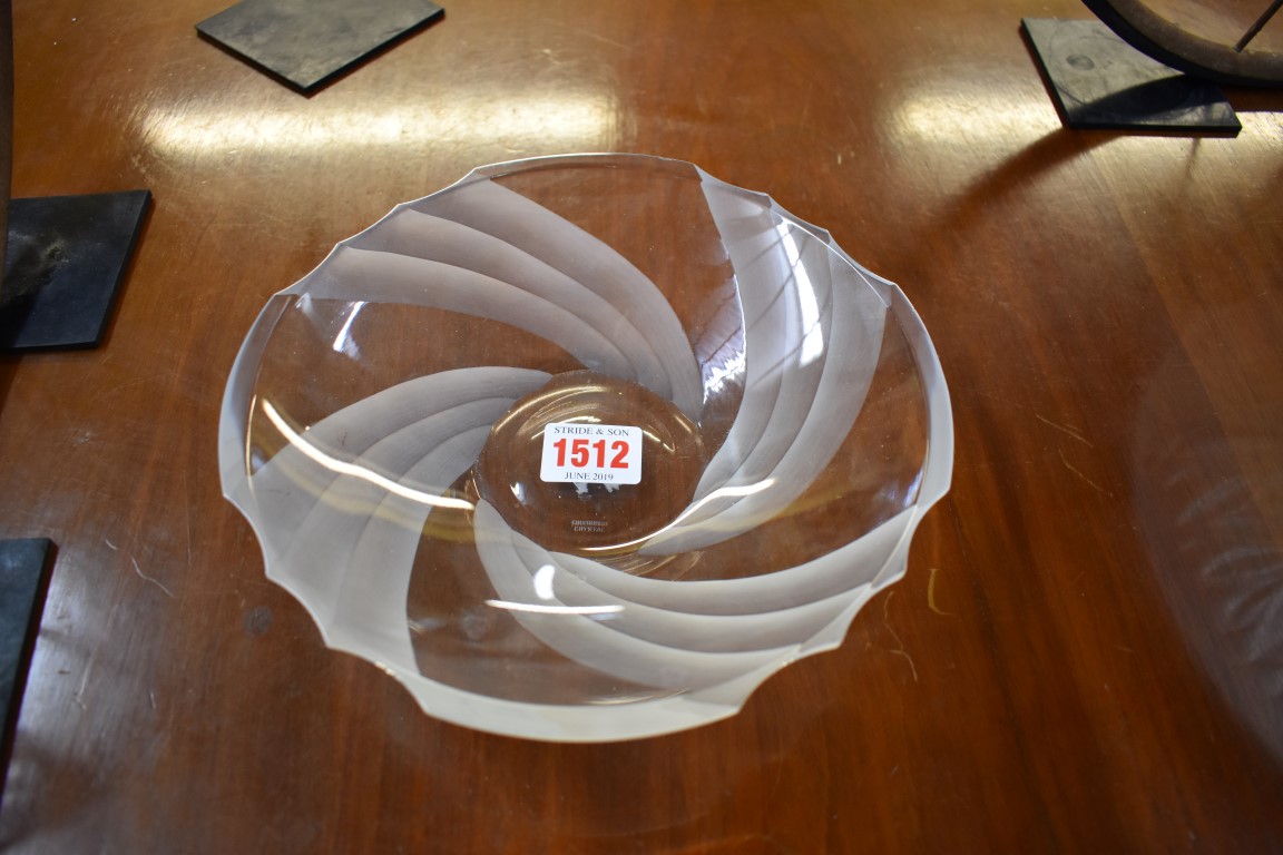 A French opalescent glass bowl, 30cm diameter; together with another Edinburgh Crystal example, 21cm