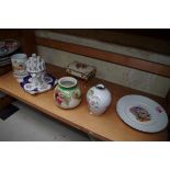 A small collection of pottery and porcelain, to include a Royal Worcester globular vase; and an