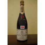 A bottle of Moet & Chandon 1955 vintage Dry Imperial champagne.