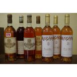 Seven 70cl bottles of dessert wine, comprising: Chateau de la Chartreuse Sauternes 1975; Chateau