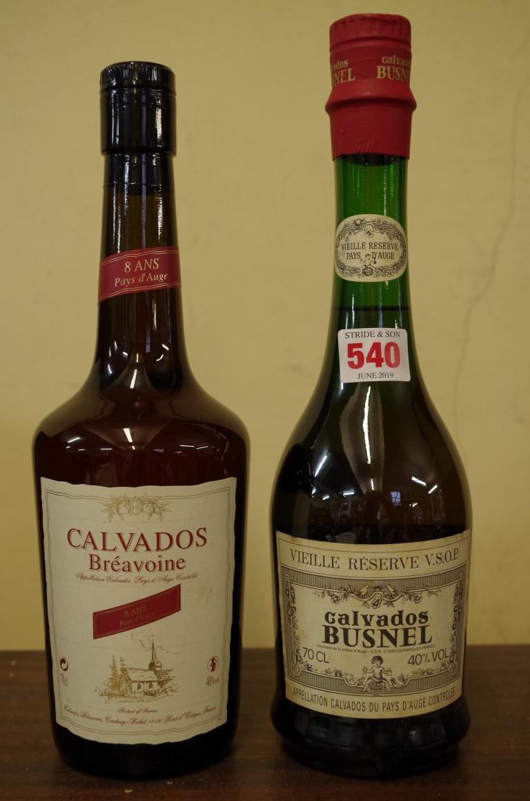 Two 70cl bottles of calvados, comprising: Breavoine 8 year old; and Busnel Vieille Reserve VSOP. (2)