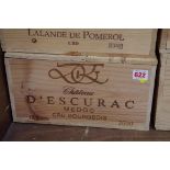 A case of twelve 75cl bottles of Chateau d'Escurac, 2000, in owc. (12)PLEASE NOTE: ADDITIONAL VAT ON