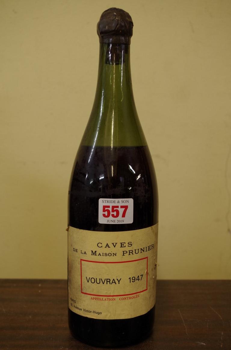 A bottle of Vouvray 1947, Caves de la Maison Prunier.