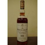 A 75cl bottle of The Macallan 1968 18 year old whisky, bottled in 1987, 43% abv.