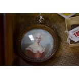 Jenny Savy, bust length portrait miniature of a lady with a pearl necklace, signed, probably on