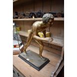 After the Antique, a polished bronze figure of a Greek runner, the base inscribed 'Fonderia