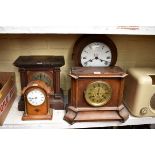 Four various mantel clocks, to include a large balloon form example, 42.5cm high, (latter lacking