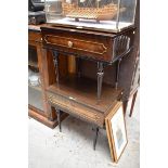 A pair of vintage low bedside tables, 55.5cm wide.