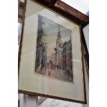 Cecil Tatton Winter and Edward King, a street scene, signed in pencil, colour etching, pl.37.5 x