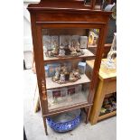 An old mahogany and line inlaid display cabinet, 60.5cm wide.