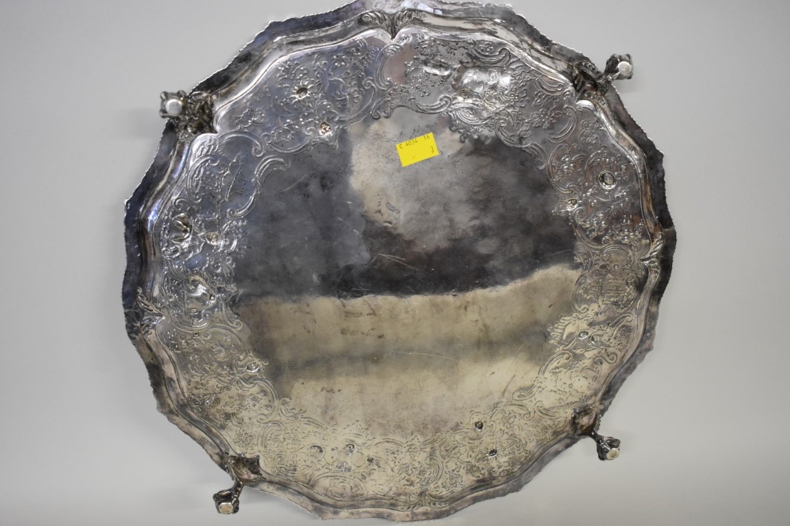 A large George II silver circular salver, by Richard Rudd, London 1759, bearing original central - Image 4 of 5