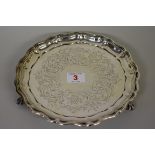 A Victorian silver pie crust waiter, by Martin Hall & Co, London 1863, 21cm diameter, 308g