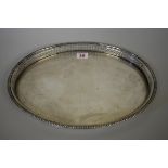 An Italian .800 oval gallery tray, town mark Venice, 35.5 x 27cm.