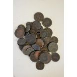 Coins: a quantity of Georgian copper coins, to include cartwheel examples.