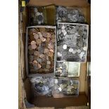 Coins: a large quantity of coins mostly British. (carton)