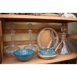 A mixed lot of ceramics, to include a pair of clear glass decanters and stoppers.