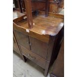 A George III mahogany tray top commode, 47.5cm wide.