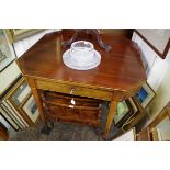 A George III mahogany and line inlaid tea table, 99cm wide.