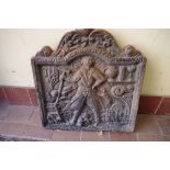 An interesting antique cast iron fireback, inscribed 'Richard Lenard Founder at Bred Fournis, 1636',