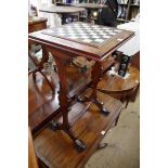 A mahogany and hardstone chequerboard inlaid occasional table, 48cm wide.