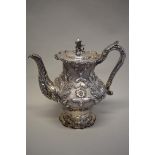 An impressive William IV silver coffee pot, by Richard Pearce & George Burrows, London 1836, 25cm,