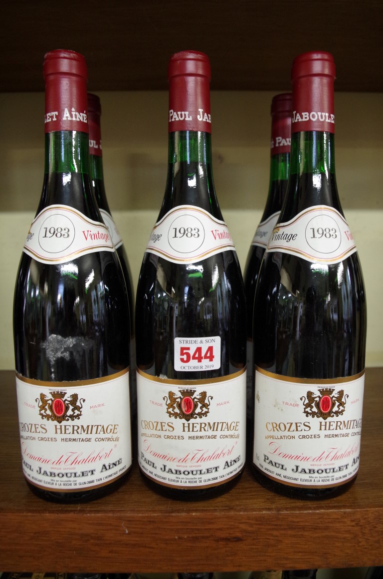 Six 75cl bottles of Crozes Hermitage Dom de Thalabert, 1983, Paul Jaboulet. (6) PLEASE NOTE: ADD