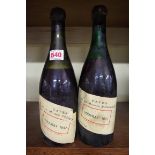 Two bottles of Vouvray 1947, Caves de la Maison Prunier. (2)