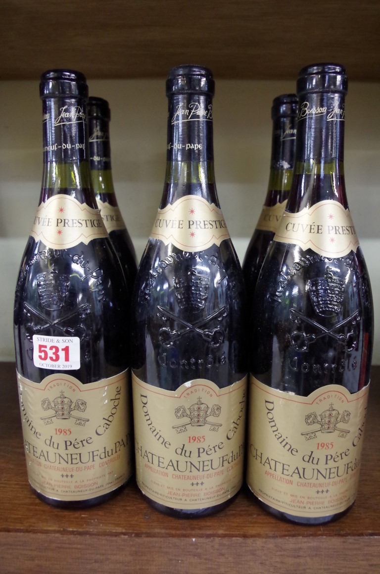 Six 75cl bottles of Chateau Neuf du Pape Cuvee Prestige, 1985, Pere Caboche. (6) PLEASE NOTE: