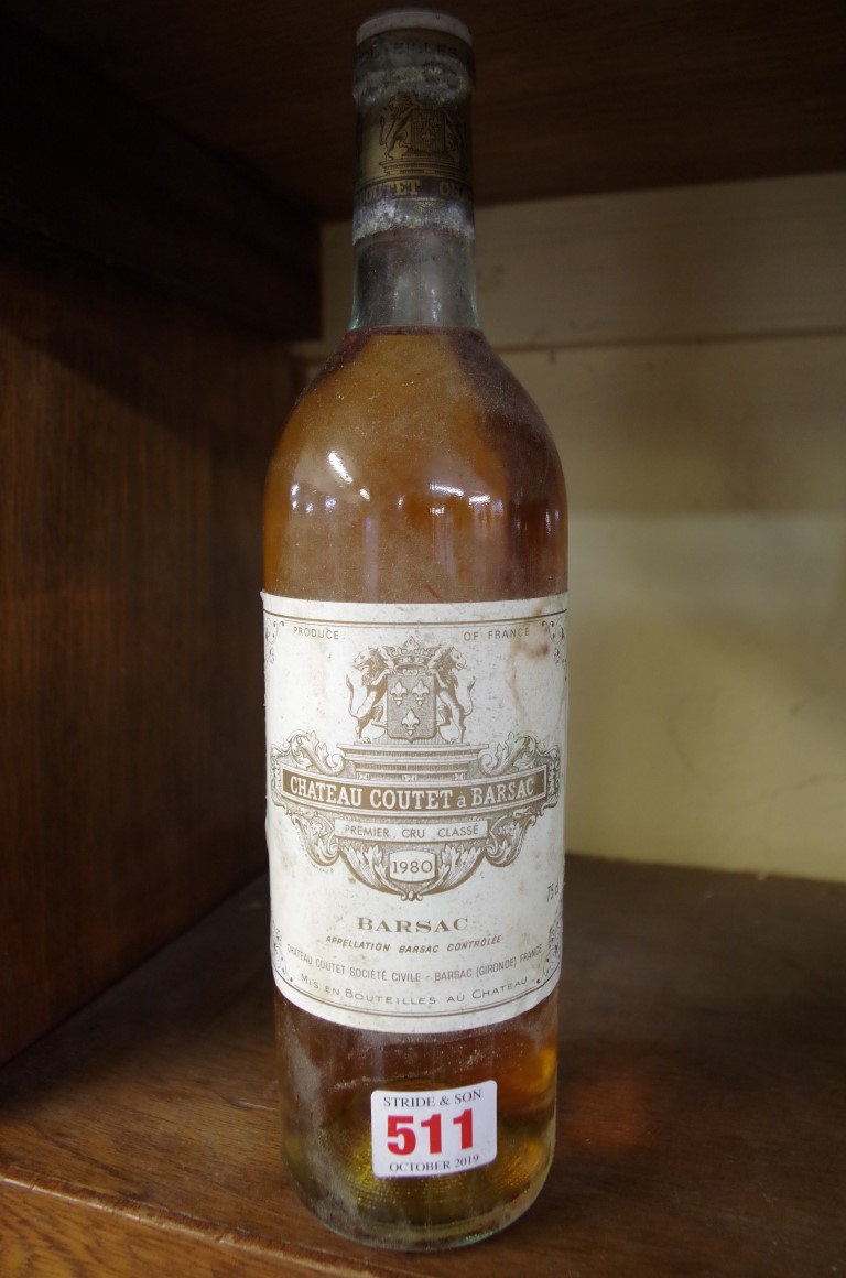 A 75cl bottle of Chateau Coutet a Barsac 1980.