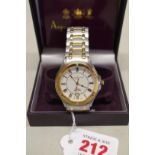 An Asprey & Garrard Oceana stainless steel and gold plated quartz wristwatch, 36mm, with box and