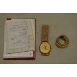 An Omega De Ville 18ct gold quartz wristwatch, 32mm, ref: 1532, with two associated bracelets,