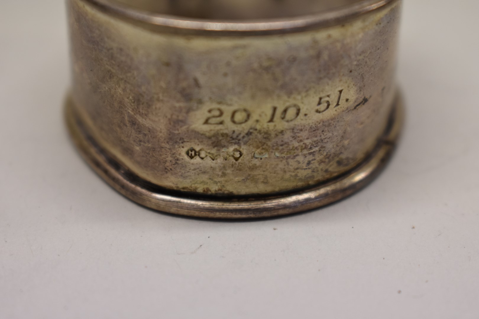 A group of silver items, to include a pair of squat candlesticks, 103g weighable - Image 3 of 6