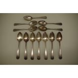 Twelve George III silver Old English pattern tablespoons, by William Eley & William Fern, London