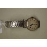 A vintage Longines nickel plated manual wind wristwatch, 30mm, with later expanding bracelet.