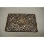 A Victorian silver embossed leather bound desk blotter, London 1897, 26 x 17cm; together with