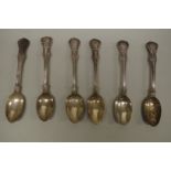 A set of six Victorian silver teaspoons, by William Robert Smily, London 1854, 165.5g.